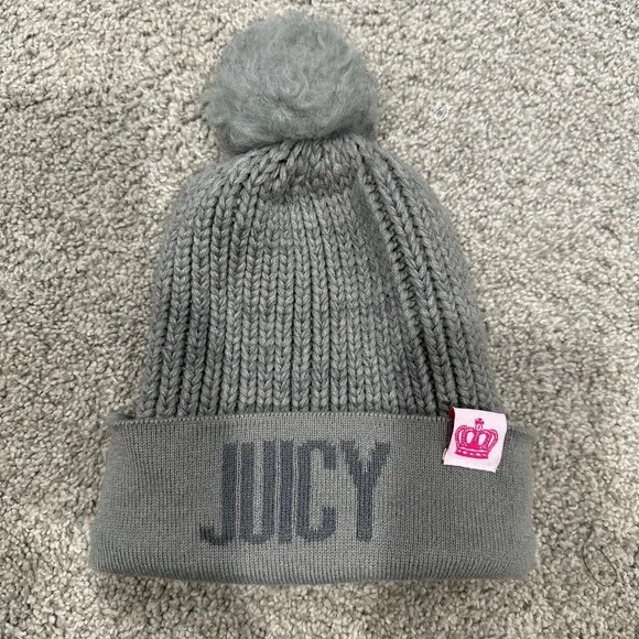 Juicy Couture Gray Knit Beanie Juicy Couture Knit Beanie Hat Winter Black Gray Logo Girls  main image 2